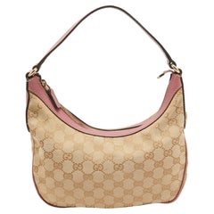 Gucci Pink/Beige GG Canvas and Leather Mini Hobo