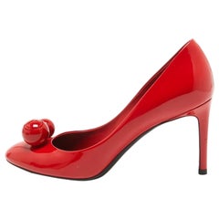 Used Louis Vuitton Red Patent Leather Dice Pumps Size 37