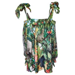 Dolce & Gabbana Green Jungle Print Cotton Mini Dress S