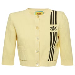 Gucci X Adidas Gelbe gerippte Strickjacke mit Knopfleiste S