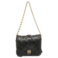 Loewe Black Leather Goya Puffer Shoulder Bag