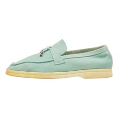 Lora Piana Blau Wildleder Sommer Charms Walk Loafers Größe 39