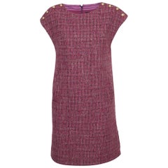 Chanel - Robe courte sans manches en tweed violet fantaisie L