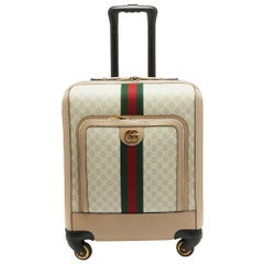 Gucci Beige GG Supreme Canvas und Leder Small Savoy Cabin Trolley