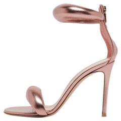 Gianvito Rossi Metallic Roségold Leder Bijoux Sandalen Größe 38,5