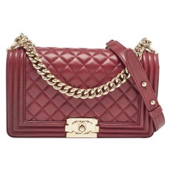 Chanel Burgundy Quilted Leather Medium Boy Bag