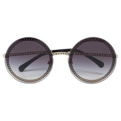 Chanel Black/Gold Gradient 4245 Chain Round Sunglasses