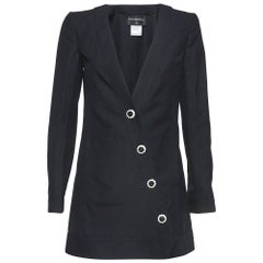 Chanel Black Cotton Blend Asymmetric Buttoned Long Jacket M