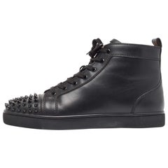 Christian Louboutin Schwarze Lou Spikes High Top Turnschuhe aus Leder Größe 42