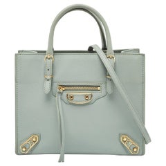 Balenciaga Light Green Leather Mini Papier A4 Tote