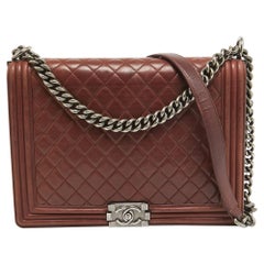 Chanel Burgundy Quilted Leather Large Boy Bag
