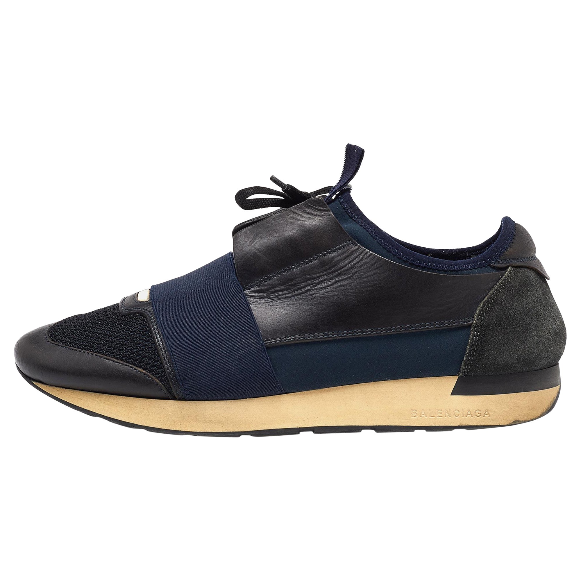 Balenciaga - Baskets de course en cuir et maille bleues, taille 42