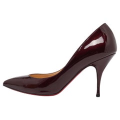 Christian Louboutin Burgundy Patent Leather Pigalle Pointed Toe Pumps Size 36