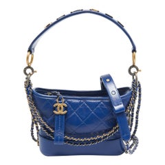 Chanel Blue Quilted Aged Leather Small Gabrielle Hobo