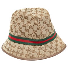 Palace x Gucci Brown GG Web Detail Canvas Fedora Hat