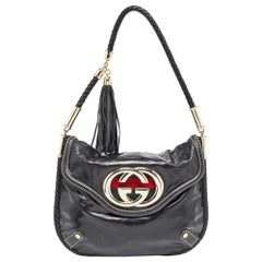 Gucci Black Coated Canvas and Leather Britt Tassel Hobo