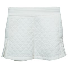 Chanel White Synthetic Quilted Detail Shorts S