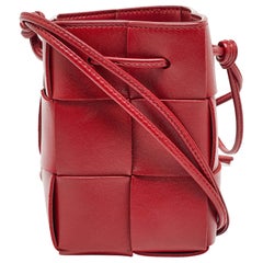 Bottega Veneta Red Intreccio Leather Mini Cassette Bucket Bag