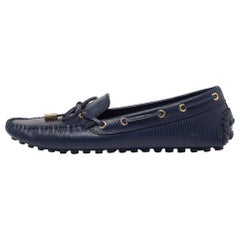 Louis Vuitton Blue Epi Leather Bow Gloria Slip On Loafers Size 38