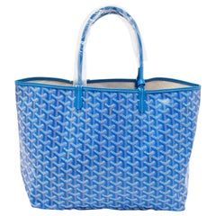 Bolso Goyard PM de piel y lona recubierta de Goyardine azul Saint Louis