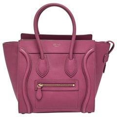 Celine Plum Leather Micro Luggage Tote