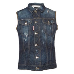 Dsquared2 Navy Blue Distressed Denim Vest M