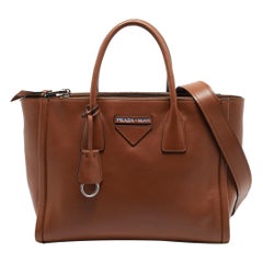 Prada Brown Leather Concept Double Zip Tote
