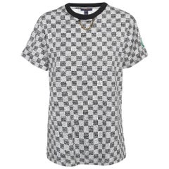 Louis Vuitton Black/White Checked Cotton Jersey Crew Neck T-Shirt XL