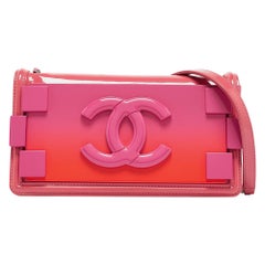 Chanel Pink/Orange Plexiglass and Patent Leather Small Boy Brick Flap Bag