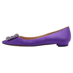 Manolo Blahnik Purple Satin Hangisi Ballet Flats Size 39