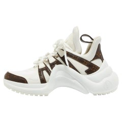 Louis Vuitton White/Brown Monogram Canvas and Mesh Archlight Sneakers Size 37.5