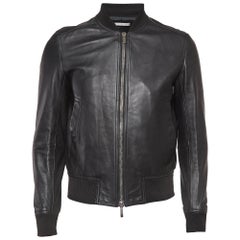 Dior Homme Black Leather Bomber Jacket M