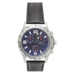 Gucci Montre-bracelet pour homme G-Timeless en acier inoxydable et cuir bleu YA126223 44 mm