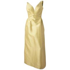 Used 60s Buttercup Yellow Evening Dress
