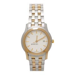 Gucci White Two Tone Stainless Steel 5500XL YA055216 Unisex Wristwatch 38 mm