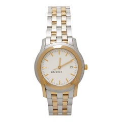 Gucci White Two Tone Stainless Steel 5500XL YA055216 Unisex Wristwatch 38 mm 