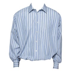 Hermes Blue Striped Cotton Long Sleeve Shirt 3XL