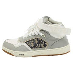 Christian Dior B27 High Top Turnschuhe aus Leder und Segeltuch Größe 42