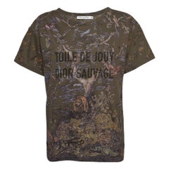 T-shirt col ras du cou vert imprimé Jungle Christian Dior Boutique L
