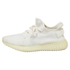 Used Yeezy x Adidas White Knit Fabric Boost 350 V2 Triple White Sneakers Size 42