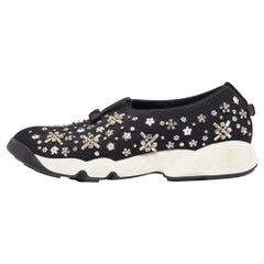 Dior Black Embellished Mesh Fusion Sneakers Size 39