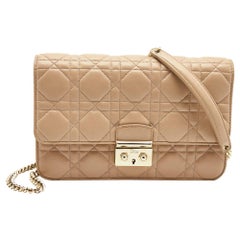 Used Dior Beige Cannage Leather Miss Dior Promenade Chain Bag
