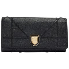 Used Dior Black Leather Diorama Wallet