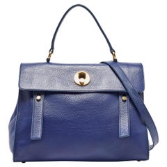 Saint Laurent - Sac Muse Two de taille moyenne en cuir bleu indigo