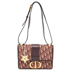 Dior Burgundy Oblique Canvas and Leather 30 Montaigne Bag