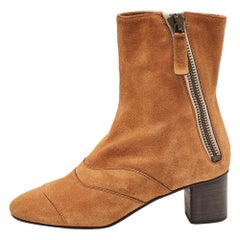 Chloé - Bottines à talons en daim marron, taille 37.5