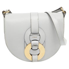 Used Chloe Light Grey Leather Darryl Shoulder Bag