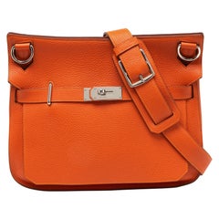 Hermes Orange/Jaune Taurillon Clemence Leather Palladium Finish Jypsiere 34 Bag