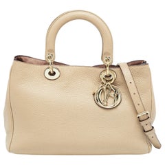 Dior Beige Leather Medium Diorissimo Shopper Tote