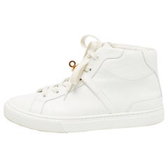 Hermes Daydream High Top Turnschuhe aus weißem Leder Größe 39